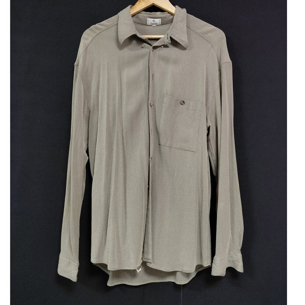 Zanella Made in Italy Long Sleeve Shirt Solid Collared Men Size XL